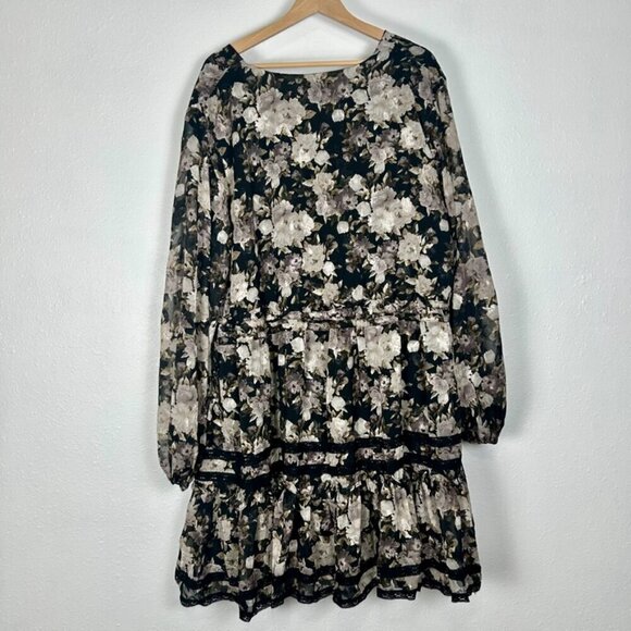 NWT En Saison Rena Mini Babydoll Black Floral Dress Plus Size 2X - Picture 12 of 16